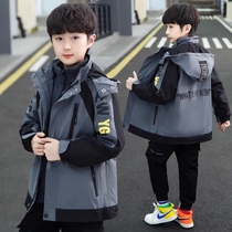 Li Ning Hydrogen Cloud Joint Boy Detachable Three-in-one Submachine Clothes Children Dress Plus Suede Thick Coat Spring Autumn Winter Dress Cotton