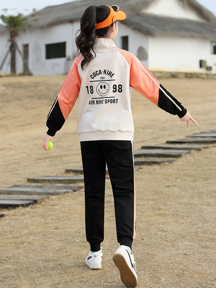 女童春秋装套装2023新款洋气12大童休闲15岁卫衣初中学生运动服潮