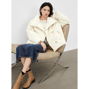 【黑科技白鹅绒】对白DUIBAI2023冬季新款设计感短款羽绒服外套女