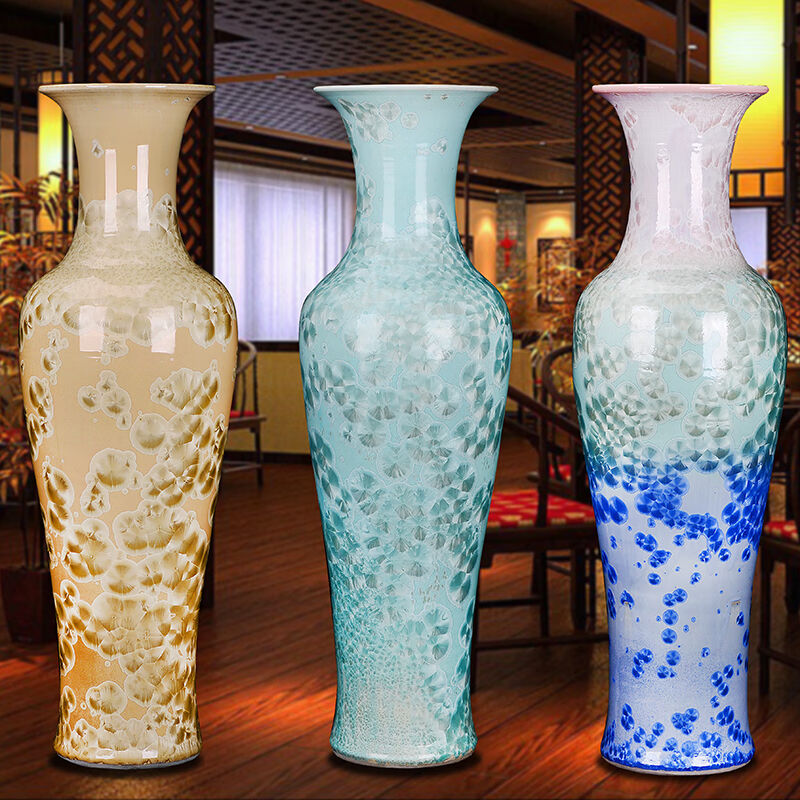 瓷工宅景德镇陶瓷结晶釉1米落地大花瓶居家客厅装饰现代大号礼品