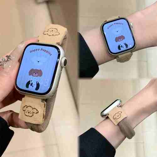 适用applewatch10表带S9苹果手表iwatch8新款S1042/46mm卡通皮筋女新款S7弹力SE腕带秋冬可爱华强北ultra腕带 - 图0