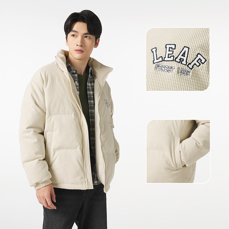 热风男子冬季新款男士肌理厚款夹克外套棉白色服黑色简约百搭