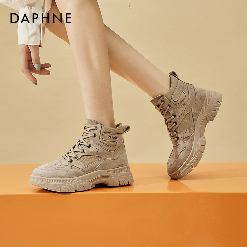 达芙妮Daphne~高帮鞋马丁靴女鞋2023新款短靴厚底靴子秋季工装靴