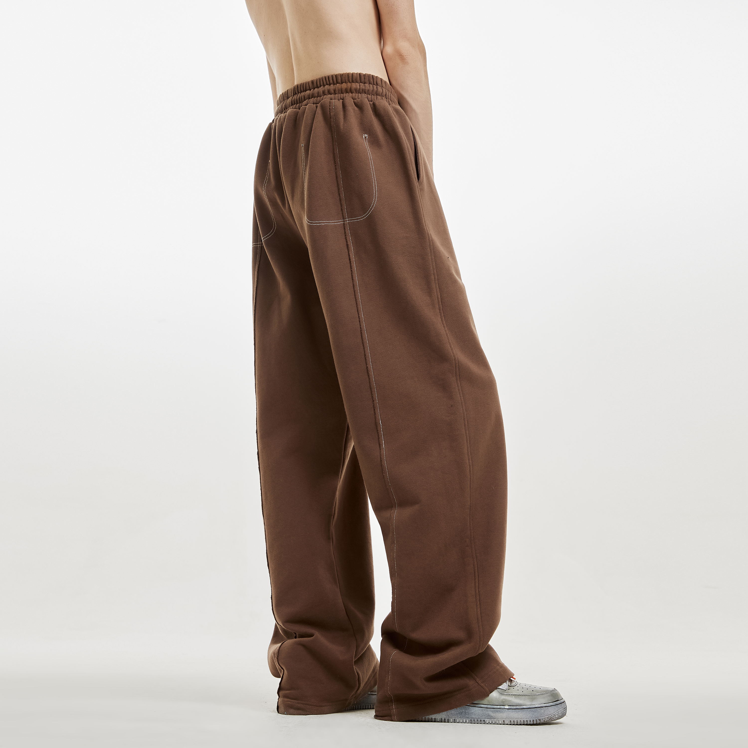 HOTPLANET休闲裤子男女2025款春季阔腿垂感解构拼接纯棉重磅450g - 图3