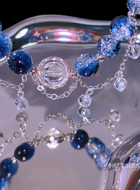 奶泥 MILKMUD/深蓝色系合集 琉璃串珠深海爆花渐变女小众闺蜜手链