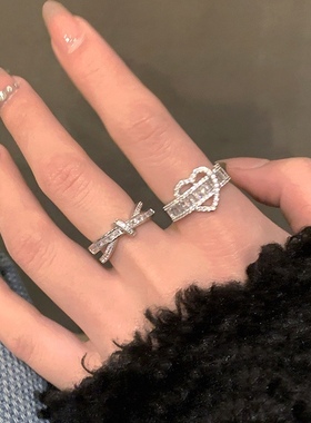 奶泥MILKMUD/小众设计感爱心交叉锆石开口戒指女ins高级感食指戒