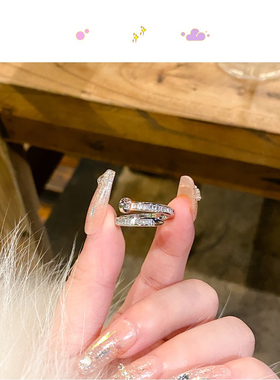 奶泥MILKMUD/银色钉子排锆超闪质感戒指女小众设计高级感个性食指