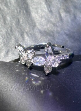 奶泥MILKMUD/精致锆石蝴蝶开口戒指仙女清冷轻奢小众设计新品热卖