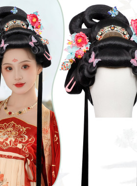 古风汉服懒人全包头花发饰套装