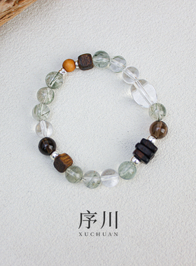 原创设计绿发晶沉香天然水晶手串