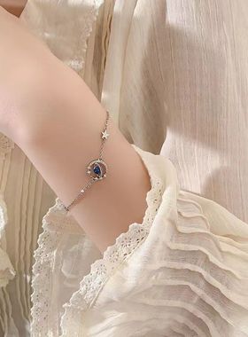 龙虾扣手链蓝色手链法式地球土星星月ins小众简约世威2023手饰