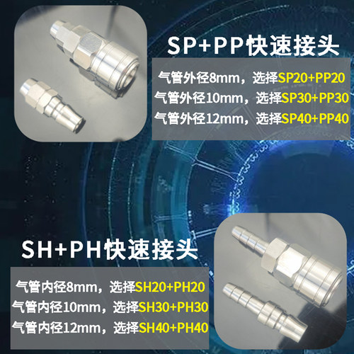 304不锈钢C式自锁快速接头气动气管快插公母头高温高压空压机配件 - 图1