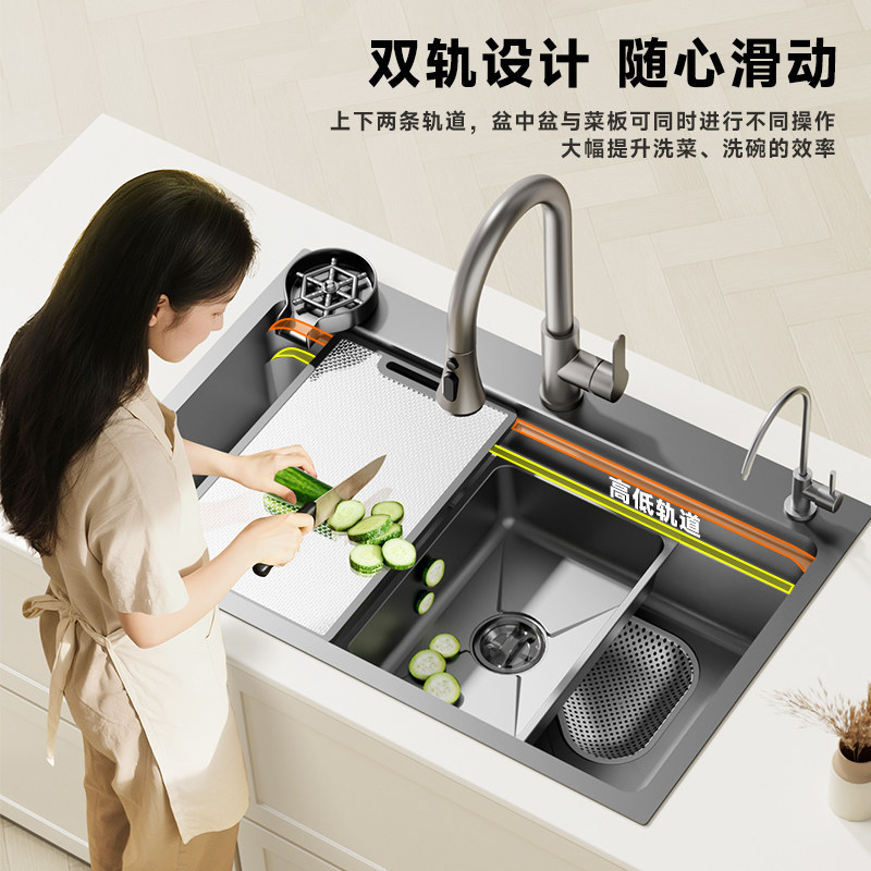 雨虹飞鱼厨房水槽洗菜盆大单槽sus304不锈钢家用洗菜水池洗碗槽,淘宝优惠券,粉丝福利购,淘宝优惠卷