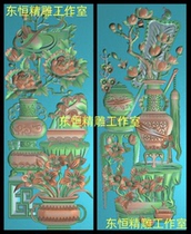 Scanning Plots Fine Sculptures Deep Peony Lotus Flowers All Season Meranzhu Juku Ancient Jian Spring Summer Autumn Winter Vase Bogu T7HJ1