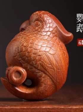 速发崖柏雕刻鹦鹉意件可爱吉祥如摆言归于好礼物手把件