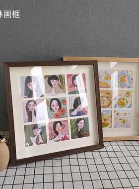 以琳画框九宫格照片毕业油画棒画用相框带卡纸内衬立体中空1.5CM