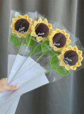 手工diy向日葵成品毛线钩针编织花束假花材料包送生日教师节礼物