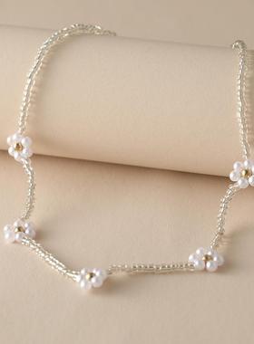 Little Flower Necklace women锁骨链 米珠雏菊颈链小花朵项链女