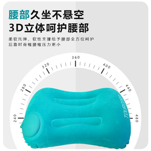 充气枕头旅行枕便携按压自动枕头户外露营飞机高铁出差腰垫抱枕 - 图2