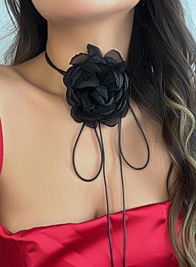 pull-up fabric floral collar and personalized necklace项链