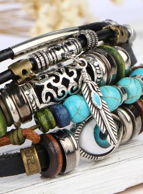 New Blue Eye Bracelet multi-layer cowhide Men's women 手链