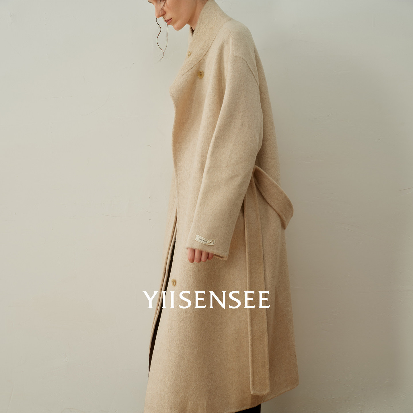 YIISENSEE逸识 高级感气质立领长款大衣羊毛双面呢外套冬季新款女,淘宝优惠券,粉丝福利购,淘宝优惠卷