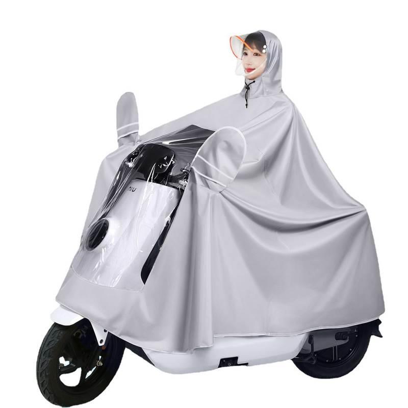 定制雨衣电动车摩托车可视仪表盘雨披男女成人单双人加大电瓶车雨 - 图0
