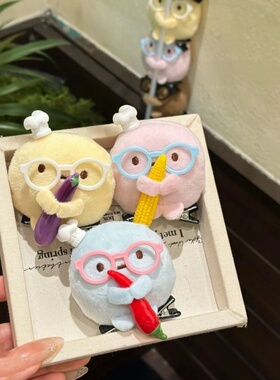 卡通角落生物眼镜厨师帽圆子发夹