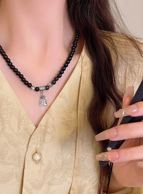 新中式复古招财福袋缠绕多层手链项链两用小众设计简约国风手饰品