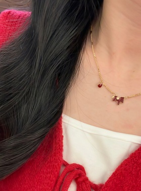 新年红色小马爱心项链本命年配饰