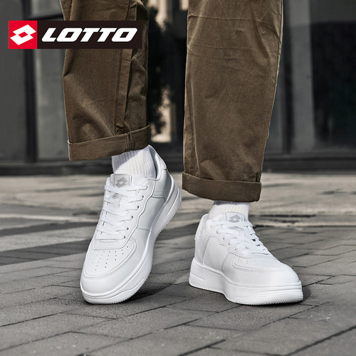 LOTTO乐途男鞋2025新款秋冬白色透气低帮板鞋空军一号休闲小白鞋 - 图3