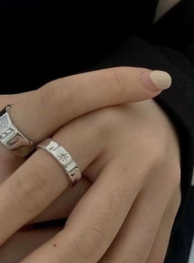 不规则星芒锆石戒指男ins小众设计感开口可调节指环2025年新款潮