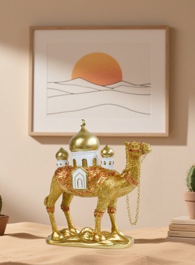 中东阿拉伯挂画回族餐厅家居装饰摆件轻奢古典中东骆驼树脂家居