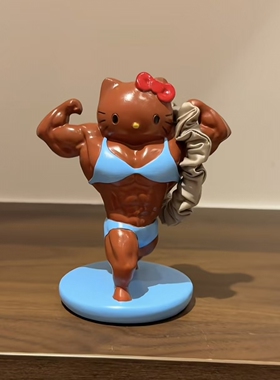 黑皮肌肉kitty摆件小猫装饰礼物