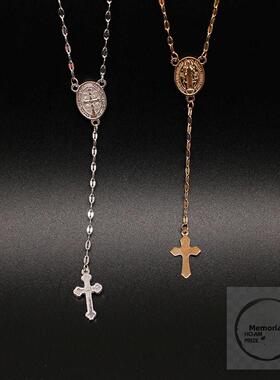 Three color cross virgin Necklace women