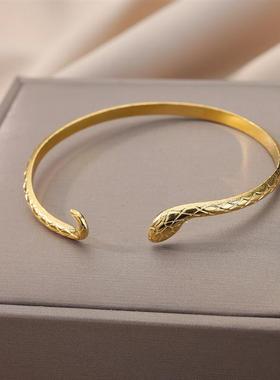 Punk Snake Bangles For Men Women Open Gold Color Stainless S
