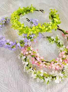 森系头饰发饰仙女公主花环头饰飘带发箍女孩头花2026新款日常森系