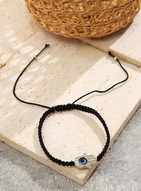 Woven bracelet for womenins民族风 恶魔之眼手掌手工编织手炼