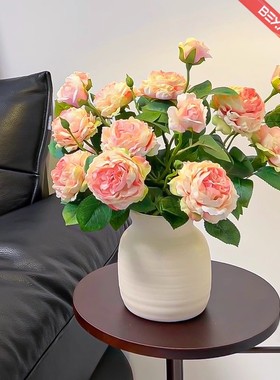 玫瑰花假花仿真花高级感逼真餐桌玄关装饰花家居花艺摆件插花摆设