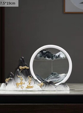 新中式流沙画摆件创意轻奢鹿摆件电视柜客厅酒柜装3d立体流沙画