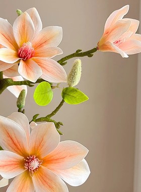 仿真玉兰花装饰陶瓷插花瓶摆件