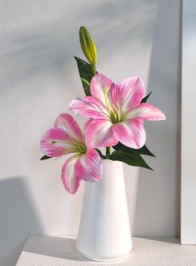 仿真百合花高档陶瓷花瓶装饰摆件