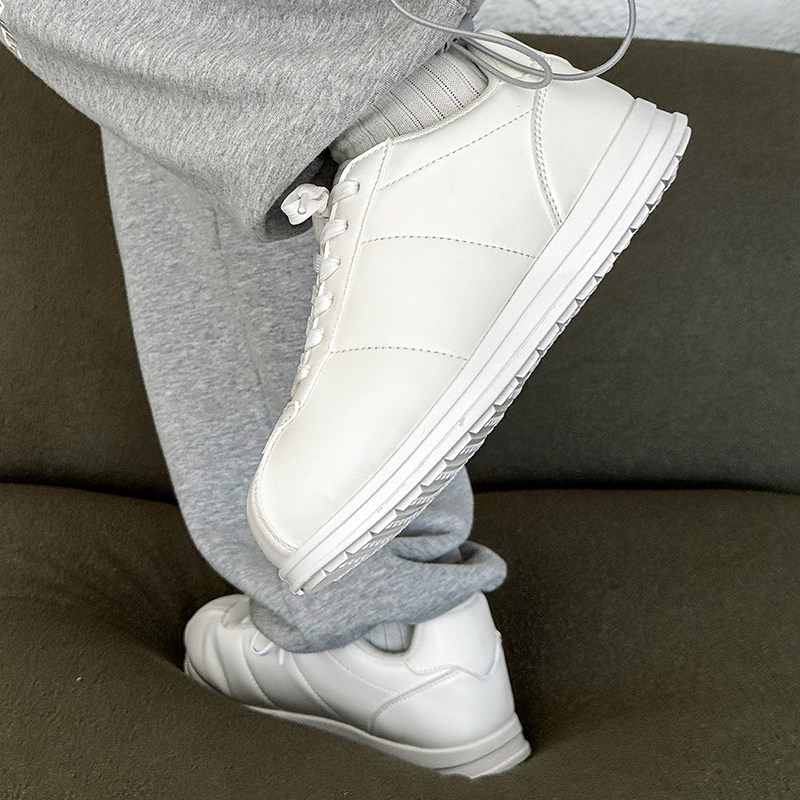 德训鞋男鞋纯白色面包鞋平底小白鞋轻便时尚运动阿甘鞋全白板鞋潮,淘宝优惠券,粉丝福利购,淘宝优惠卷