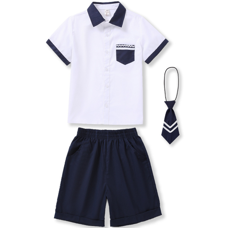 小学生英伦学院风校服短袖运动套装儿童毕业照班服幼儿园园服夏装