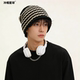 Cold Hat Planet Autumn and Winter Black and White Striped Pile Hats for Men and Women