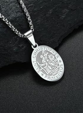 欧美男女复古不锈钢项链潮简约百搭嘻哈蹦迪钛钢个性吊坠项链配饰