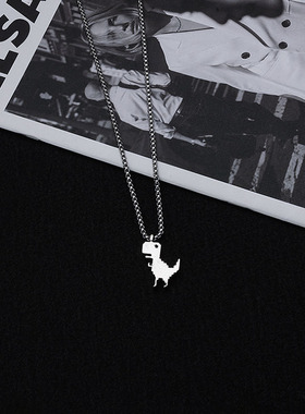 原宿风简约装饰项链高级男士钛钢小众原创设计个性吊坠潮流情侣链