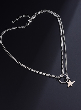 王一博同款星星项链潮男嘻哈蹦迪原宿百搭时尚短款毛衣链女简约链