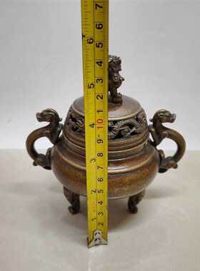 新品古玩收藏仿古铜器香炉摆件狮子G熏香炉家用室内檀沉香盘香炉