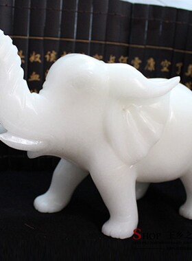 新品阿富汗玉石大象摆件一对家居玄关客厅酒柜办公室X桌面新中式